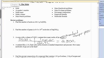 The Mole - using molar volume to convert Liters to moles and molecules