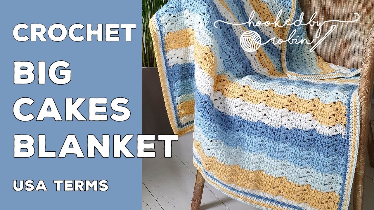 Crochet Caron Big Cakes Blanket (EASY ONE ROW REPEAT) 
