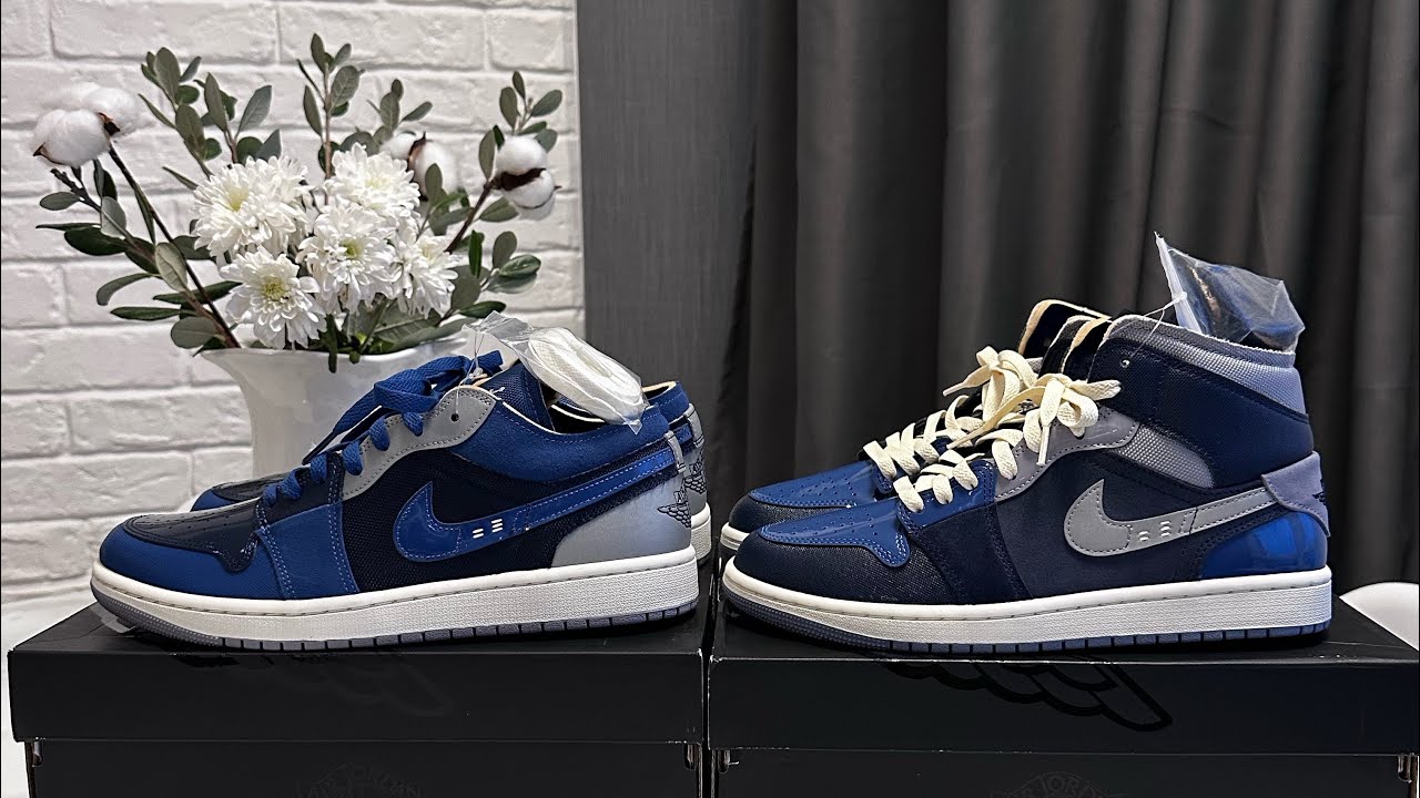 Сравнение Air Jordan 1 Mid SE Craft “Obsidian”  и  Air Jordan 1 Low SE Craft “Obsidian”