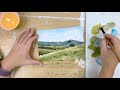 Hills landscape painting process