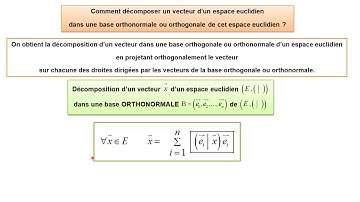 Savoir décomposer un vecteur dans une bon ou une base orthogonale d