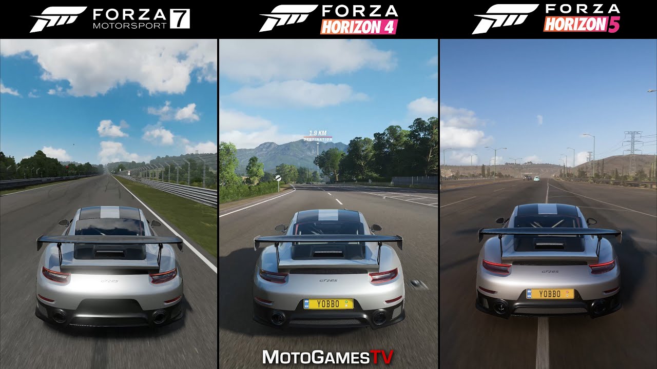 Forza Motorsport 7 vs Forza Horizon 4 vs Forza Horizon 5 - 2018 Porsche 911  GT2 RS Sound Comparison - YouTube