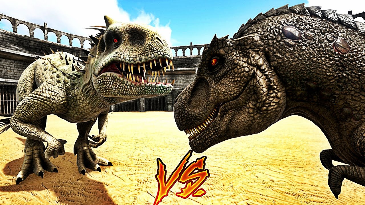 INDOMINUS REX VS T-REX ! | ARK: Survival Evolved ! - YouTube