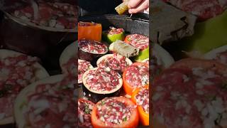 Outdoor Beef Stuffed Veggies. TG Cooking