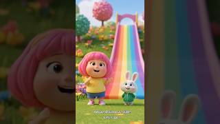 #Mimi &amp; Bobo 🌈 Rainbow Slide Adventure | Fun Kids Cartoon #shorts #youtubeshorts #trendingshorts