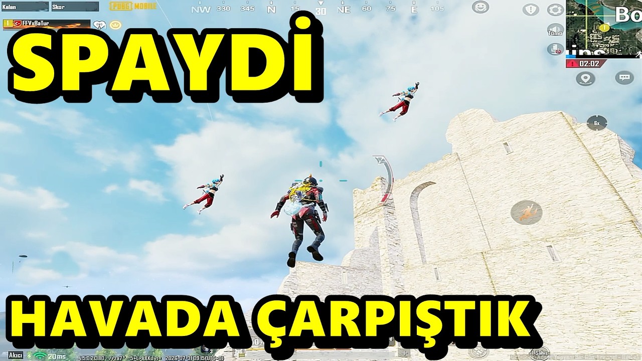 SPAYDİ BATUR ! HAVADA KAPIŞTIK MÜTHİŞ MAÇ ! BATUR GAME SOLO SQUAD PUBG MOBİLE