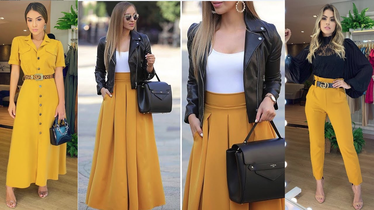 TENDENCIAS 2020/2021💛OUTFITS CASUALES Y SOFISTICADOS USANDO EL COLOR  AMARILLO MOSTAZA - YouTube