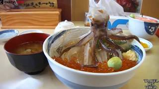 Dancing squid bowl dish in Hakodate | Japan Street Food