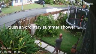 The moment our trampoline flies away in storm - CCTV