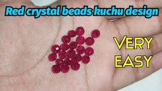 Red crystal beads kuchu design for soft silk sarees.Kuchu design for beginners.Easy way to put kuchu