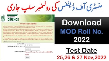 Ministry of Defence (MOD) Roll No. Slip Download 2022 | how to download MOD roll no slips ldc,udc,SI
