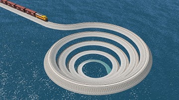Impossible Weird Funnel Spiral Rail Tracks Vs Trains Crossing Giant Pit - BeamNG.Drive