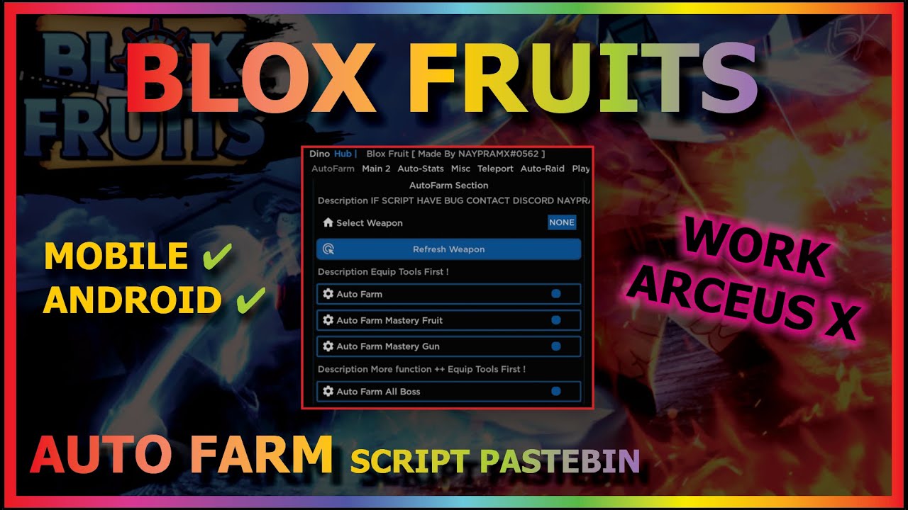 Melhor SCRIPT para BLOX FRUITS MOBILE, AutoFarm, Auto Raid