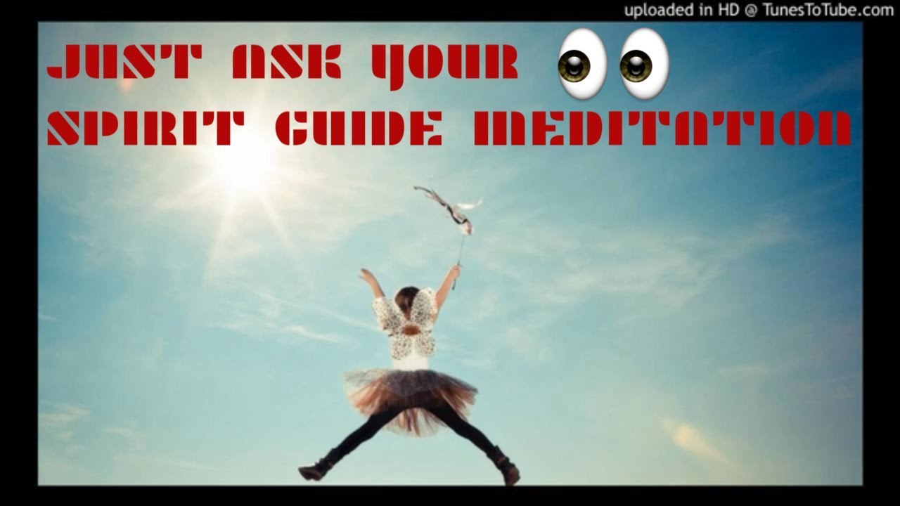  The image shows a girl jumping in the air with her arms outstretched and a wand in her hand, with the text "Just ask your spirit guide" overlaid on top.