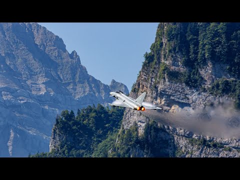 Eurofighter Typhoon Turn and Burn in the Swiss Alps | Incredible Aerobatic Maneuvers [4K]