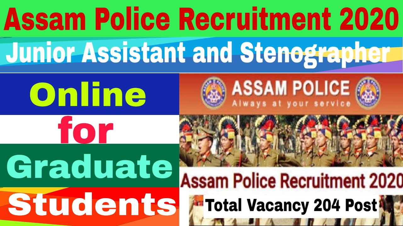 Assam Police Recruitment 2020 Junior Assistant Stenographer 204