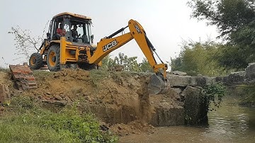 JCB Dozer Breaking Bridge - JCB Working For New Bridge Construction - Dozer Video