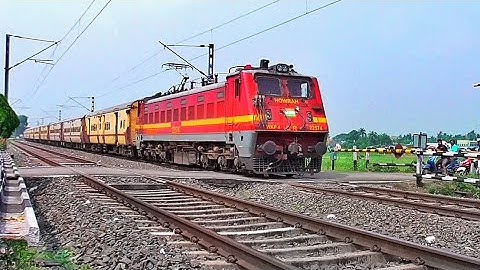 Fast & Furious Speedy Popular Red Beast WAP-4 Loco Led Howrah-Balurghat Expres between Railgate | ER