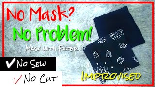NO SEW FACE MASK | Emergency Face Mask | Mask with Filter | DIY face mask