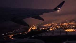 Scandinavian Airlines (SAS) 737-700 Early Morning Cold Winter De-ice & Takeoff from Oslo Airport