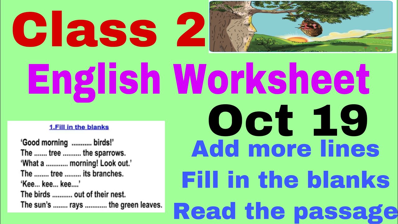 Class 2 English Worksheet On Oct 19 Std 2 English Worksheet 19 10 20 2nd Std English Worksheet