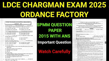 Ldce chargman exam 2025 | ldce chargman question paper in ordance factory | #ldce #ldceexam