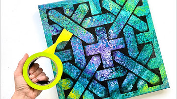 3D TAPE ACRYLIC POUR FLUIDART step by step painting tutorial Zentangle inspiration #art #painting