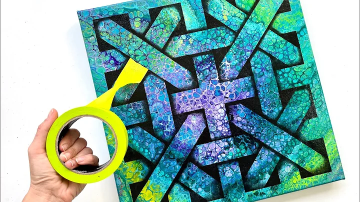 3D TAPE ACRYLIC POUR FLUIDART step by step painting tutorial Zentangle inspiration #art #painting
