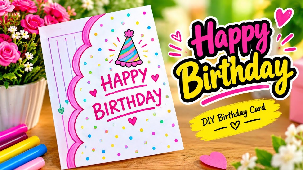 Easy & Beautiful DIY Birthday Card | Handmade Birthday Card Idea 🎉💖 - YouTube