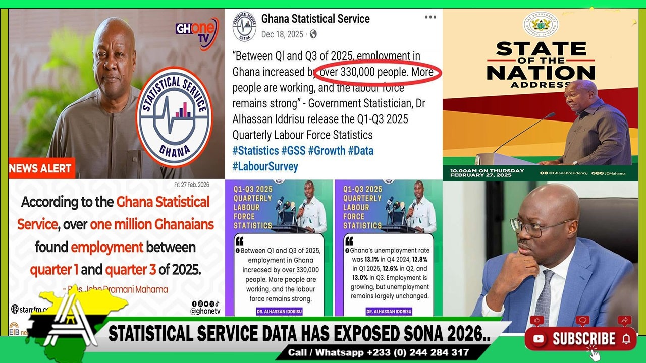 “Mahama Agye Naniso” NDC In Shame As Statistical Service Data Exposes SONA 2026: Ato Forson Regret..