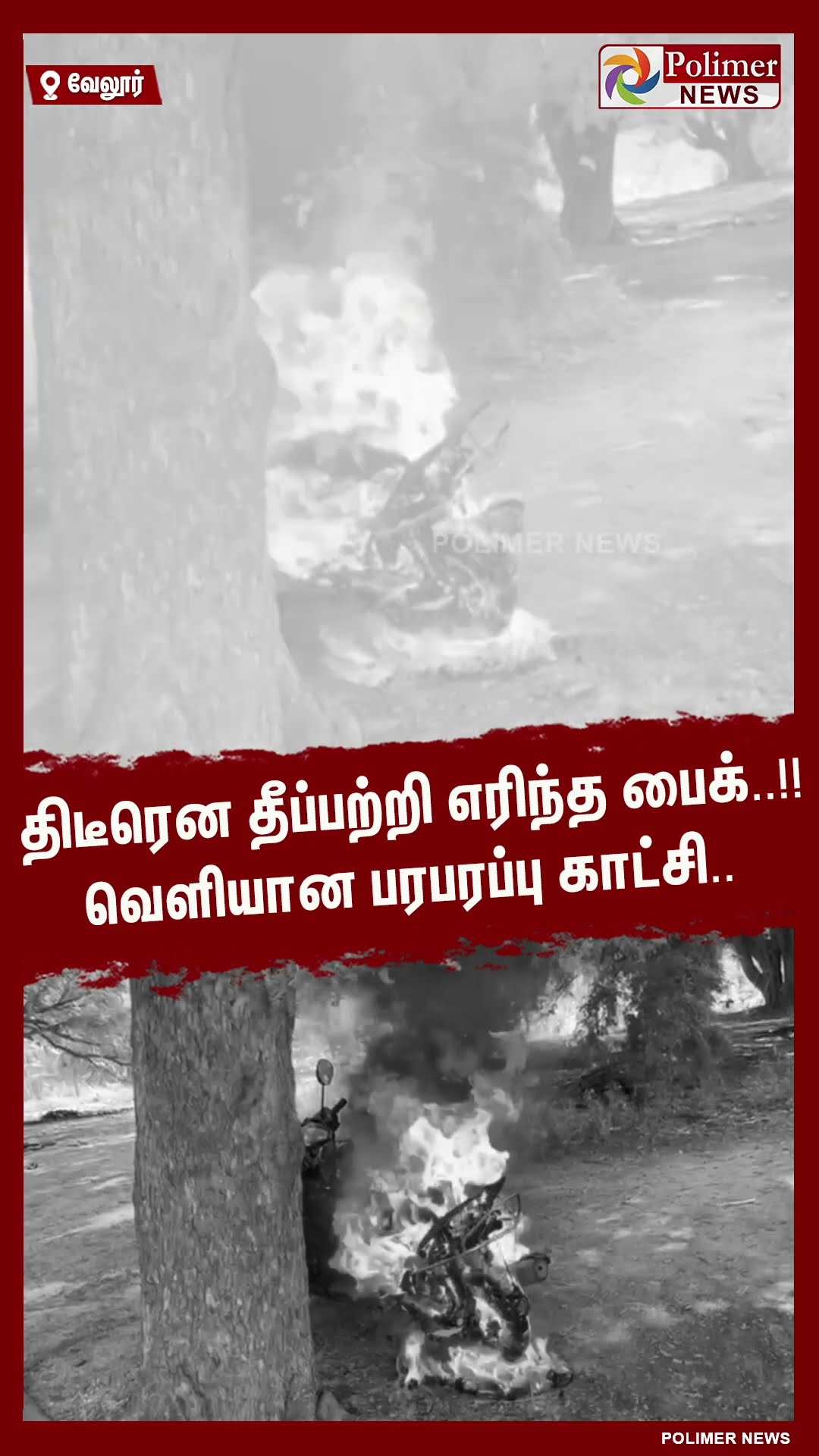 திடீரென தீப்பற்றி எரிந்த பைக்..!! வெளியான பரபரப்பு காட்சி.. #shorts