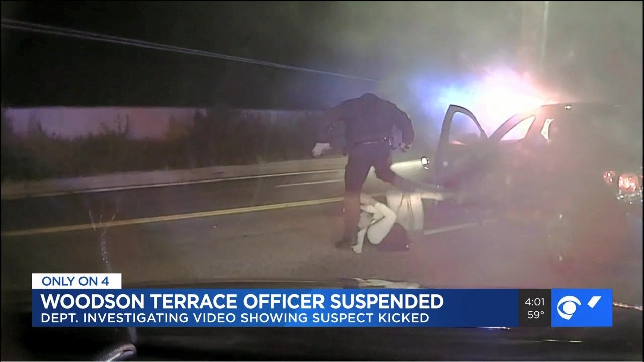 Woodson Terrace officer seen on video kicking suspect is suspended