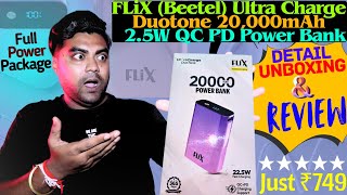 FLiX (Beetel) Ultra Charge Duotone 20,000mAh 22.5W QC PD Power Bank ⚡ | DETAIL UNBOXING &amp; Review ⭐