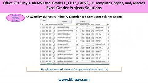 Office 2013 MyITLab MS-Excel Grader E_CH12_EXPV2_H1 Templates, Styles, and, Macros