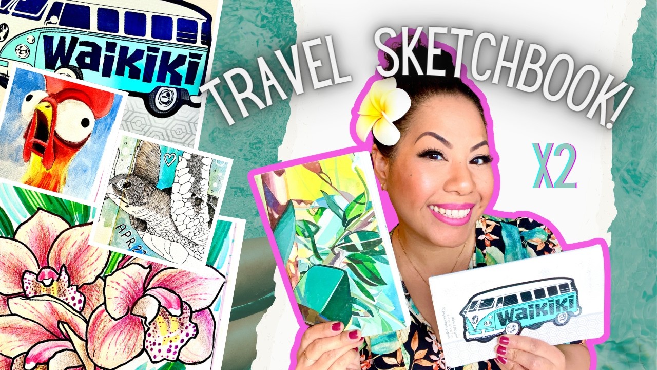 🌴🌺TWO small travel sketchbooks in one video! Hawaii, SoCal ✈️