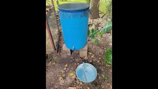 How to make a CHICKEN WATERER out of a food grade barrel/ rainwater harvesting.