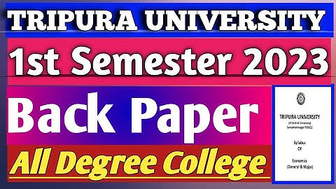 Tripura University 1st Semester Back Paper (2022-23) Syllabus Exam Pattern Total Marks