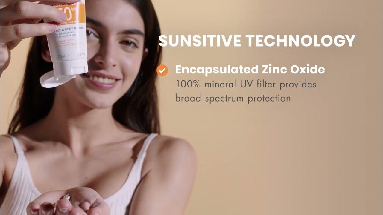 Mineral Sunscreen Face & Body Lotion SPF 50 SUNSITIVE Technology YouTube