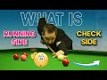 Snooker side spin explained  running side  check side