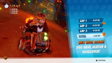CTR Nitro Fueled - Developer Time Trial #13: Dragon Mines (1:17:47)
