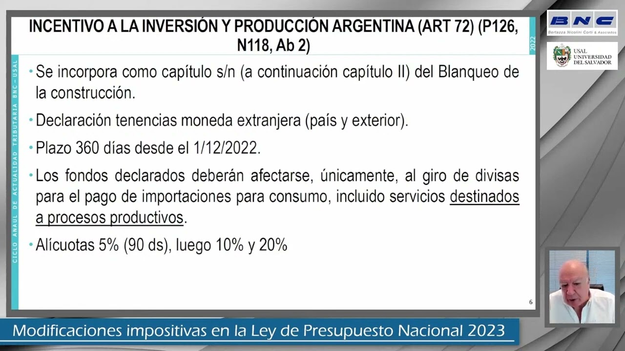 Modificaciones en la Ley de Presupuesto Nacional 2023   HUMBERTO J  BERTAZZA   CAAT Diciembre 2022