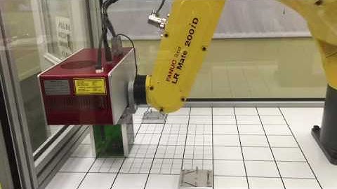 MP2 All-in-One laser marker integrated on FANUC arm robot.