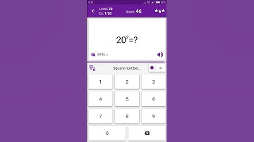 Math Tricks - Training mode - square numbers between 20 and 29 - level 020 (Number Keyboard)