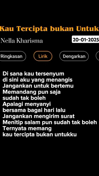 Lirik Lagu Kau Tercipta Bukan Untukku - Nella Kharisma