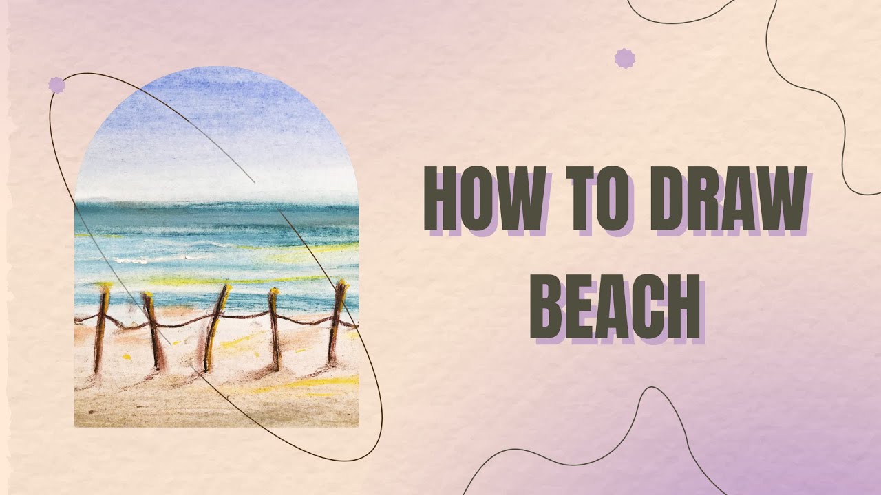 How to draw Beautiful Beach easy step by step for beginners - YouTube