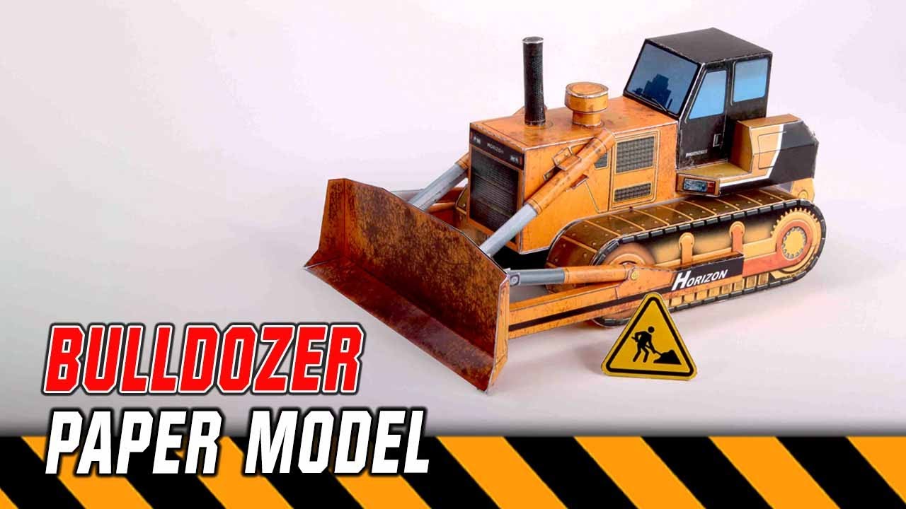 3D Paper Bulldozer | Bulldozer paper craft | 3D cardboard model