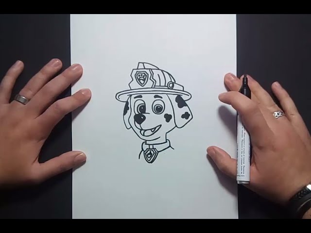 Cómo dibujar paso a paso a MARSHALL, de La Patrulla Canina (PAW Patrol) 