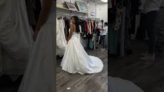 trying on thrifted wedding dresses! 👰🏻‍♀️