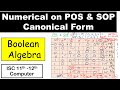 Numerical on POS & SOP | Canonical form | Boolean Algebra | ISC 11th-12th Computer
