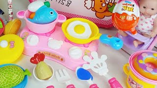 Baby doll food Kitchen bag and cooking play story music - ToyMong TV 토이몽